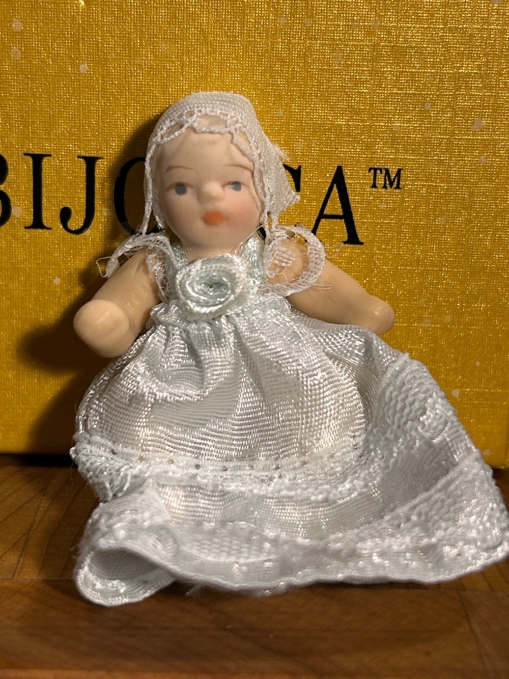 Bijorca porcelain mini doll hand painted with outfit